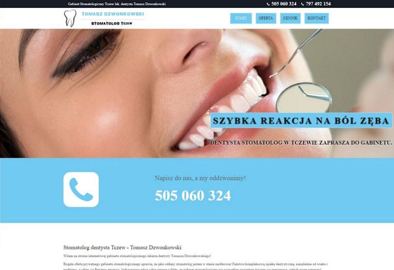 strona internetowa dla dentysty stomatologa